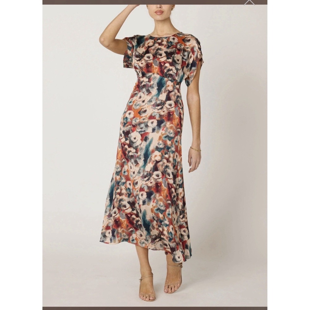 Cleobella Gia Abstract Floral Print Ankle‎ Dress Multicolored Size M NWT